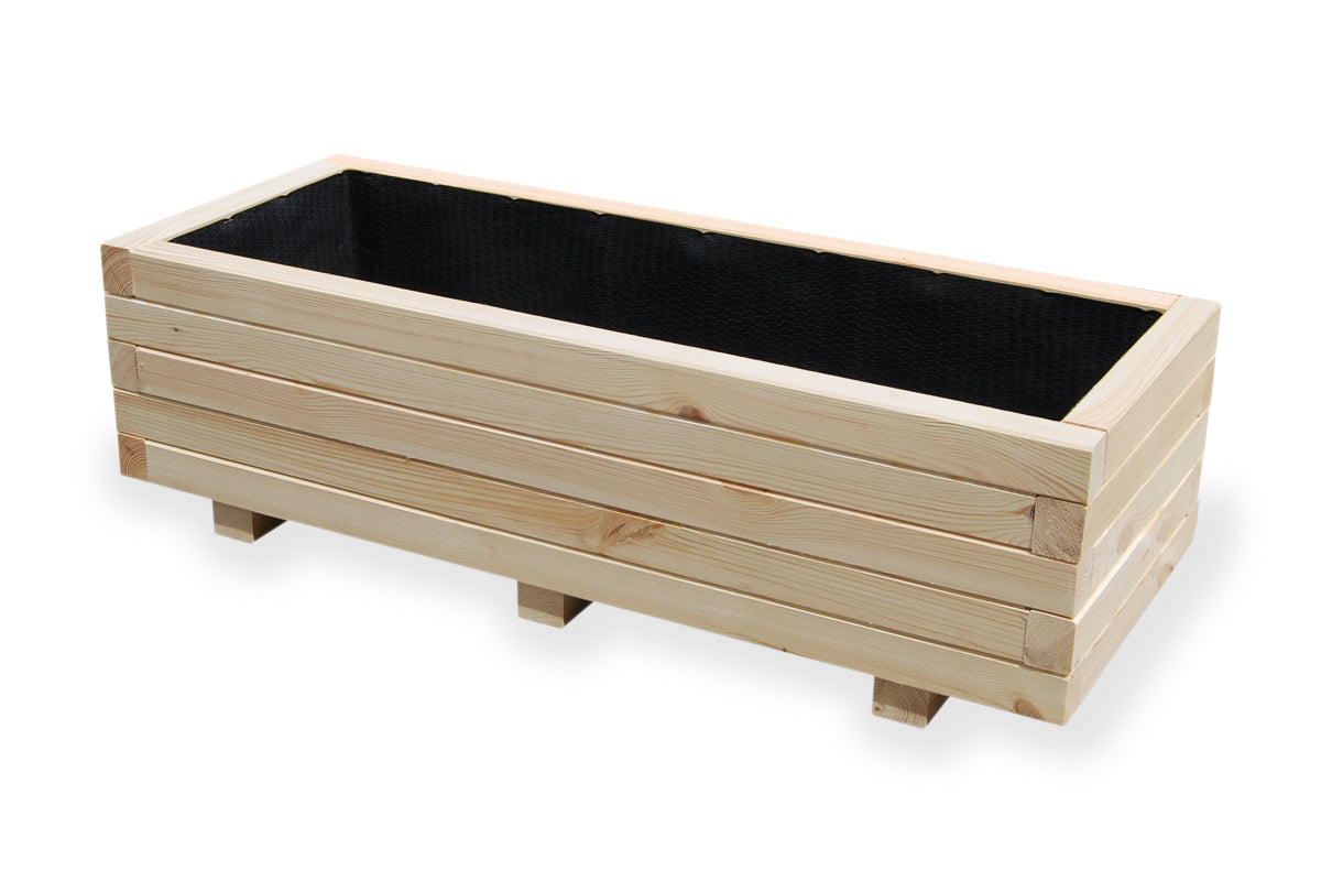 Grote houten tuin plantenbak 100 cm in naturel hout