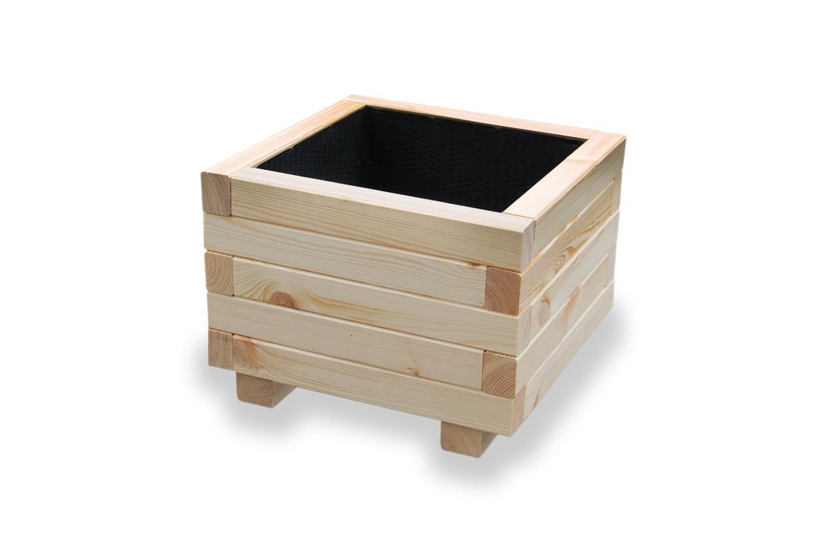 Vierkante houten tuin plantenbak 40 cm in naturel hout
