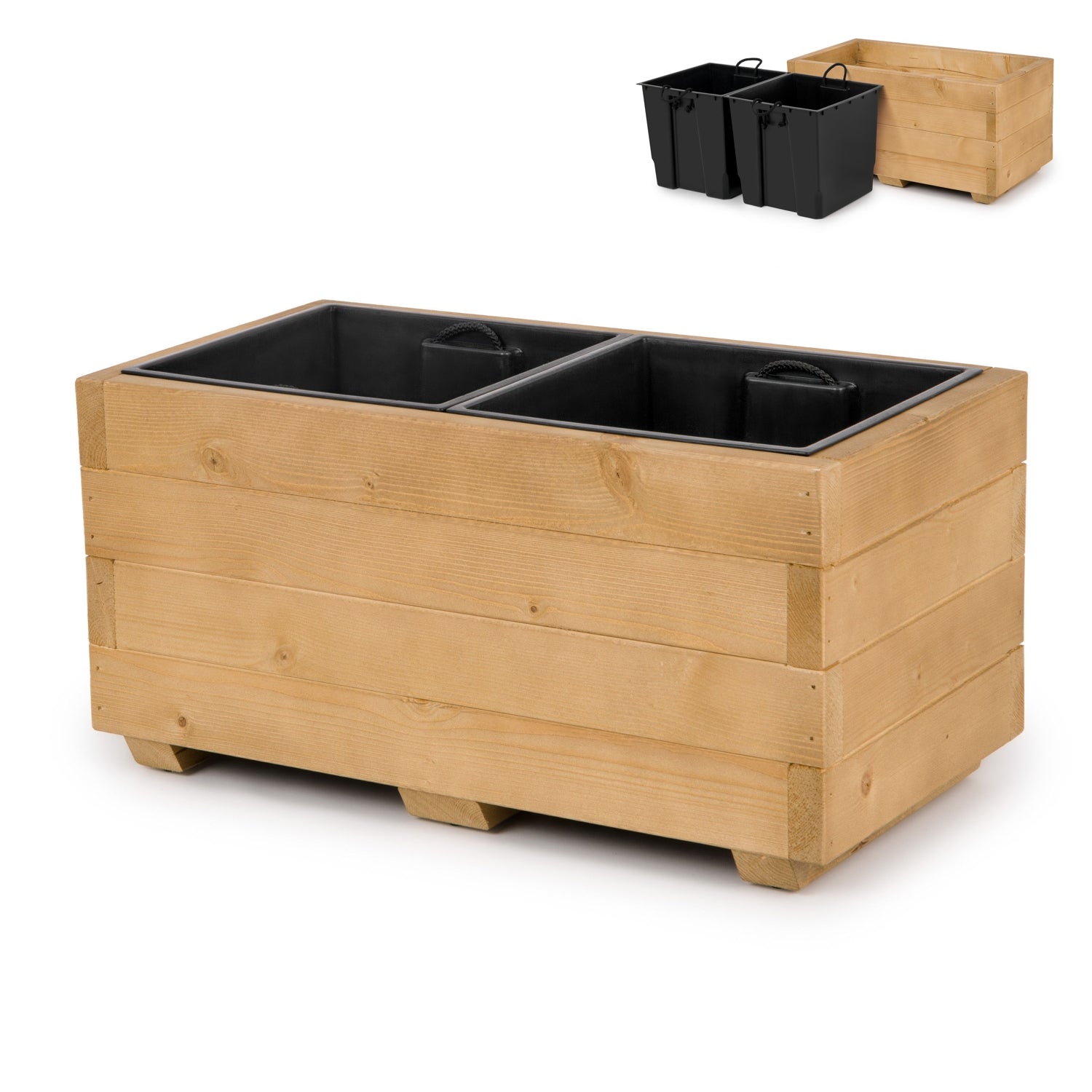 Houten plantenbak met binnenbak 62 cm in light oak