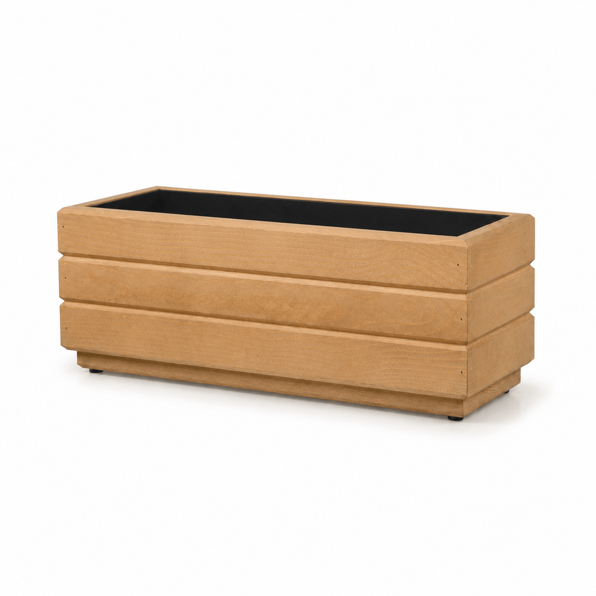 Lege houten balkonplantenbak 50 cm in light oak op witte achtergrond