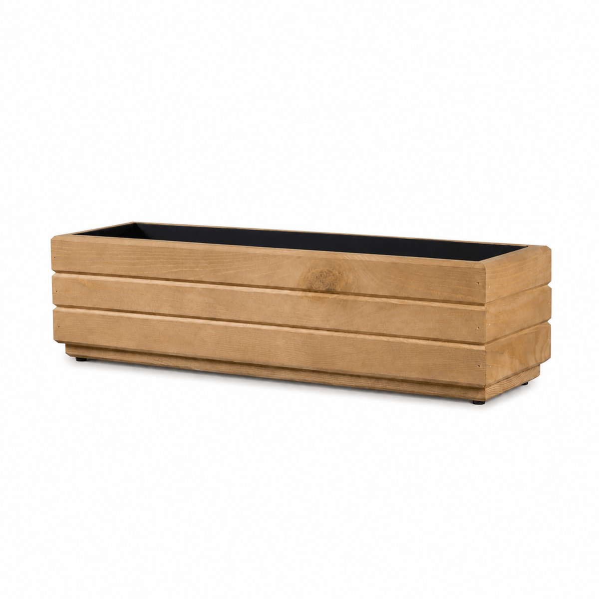 Lege houten balkonplantenbak 70 cm in light oak op witte achtergrond