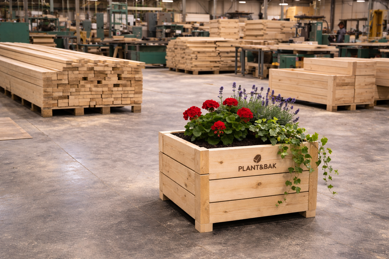 De houtfabriek waar de plantenbakken van Plant&bak worden gemaakt