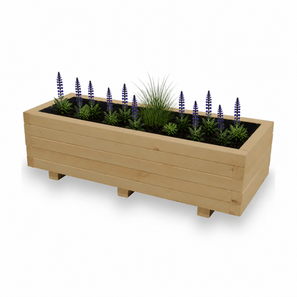 Houten plantenbak 100 cm light oak met rustige beplanting 