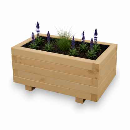 Houten plantenbak 60 cm light oak met rustige beplanting 