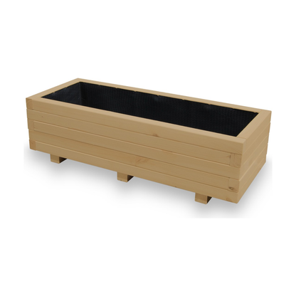 Houten plantenbak 100 cm light oak – product en binnenzijde 