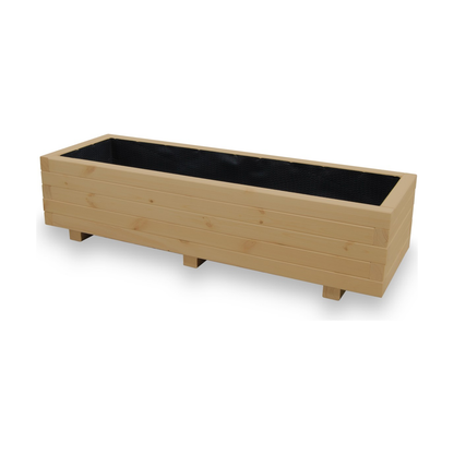 Houten plantenbak 115 cm light oak – product en binnenzijde 