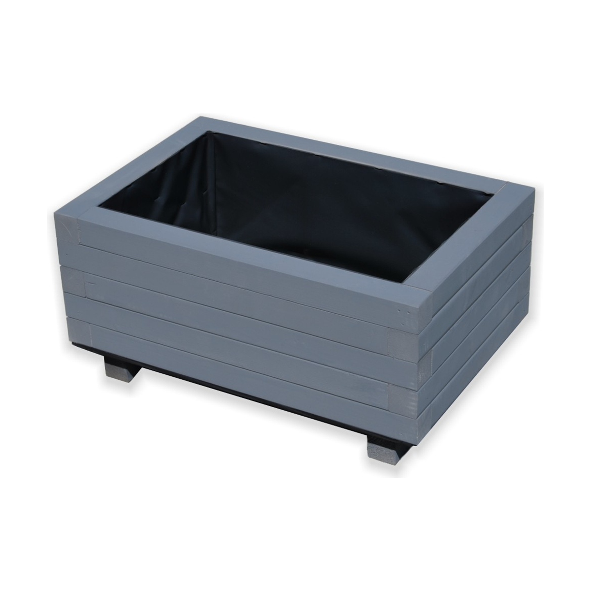 Houten plantenbak 60 cm antraciet – product en binnenzijde 