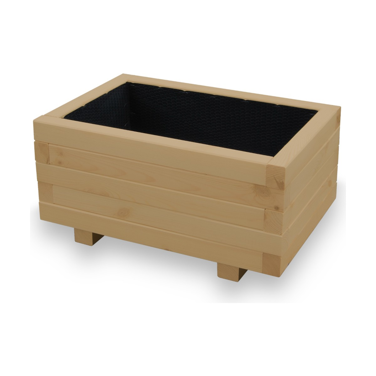 Houten plantenbak 60 cm light oak – product en binnenzijde 
