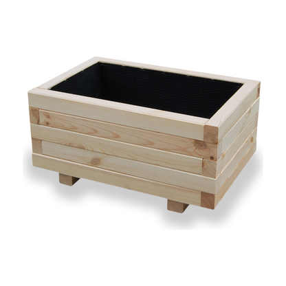Houten plantenbak 60 cm naturel – product en binnenzijde 