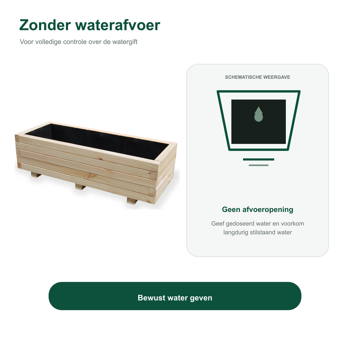 Houten plantenbak 100 cm naturel zonder waterafvoer 