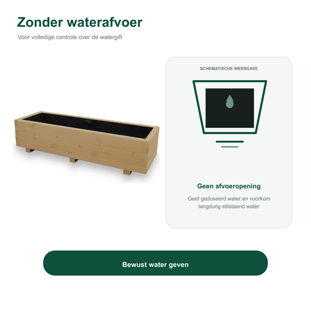 Houten plantenbak 115 cm light oak zonder waterafvoer 