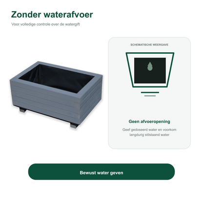 Houten plantenbak 60 cm antraciet zonder waterafvoer 
