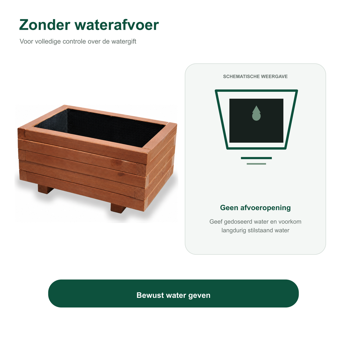 Houten plantenbak 60 cm walnoot zonder waterafvoer 