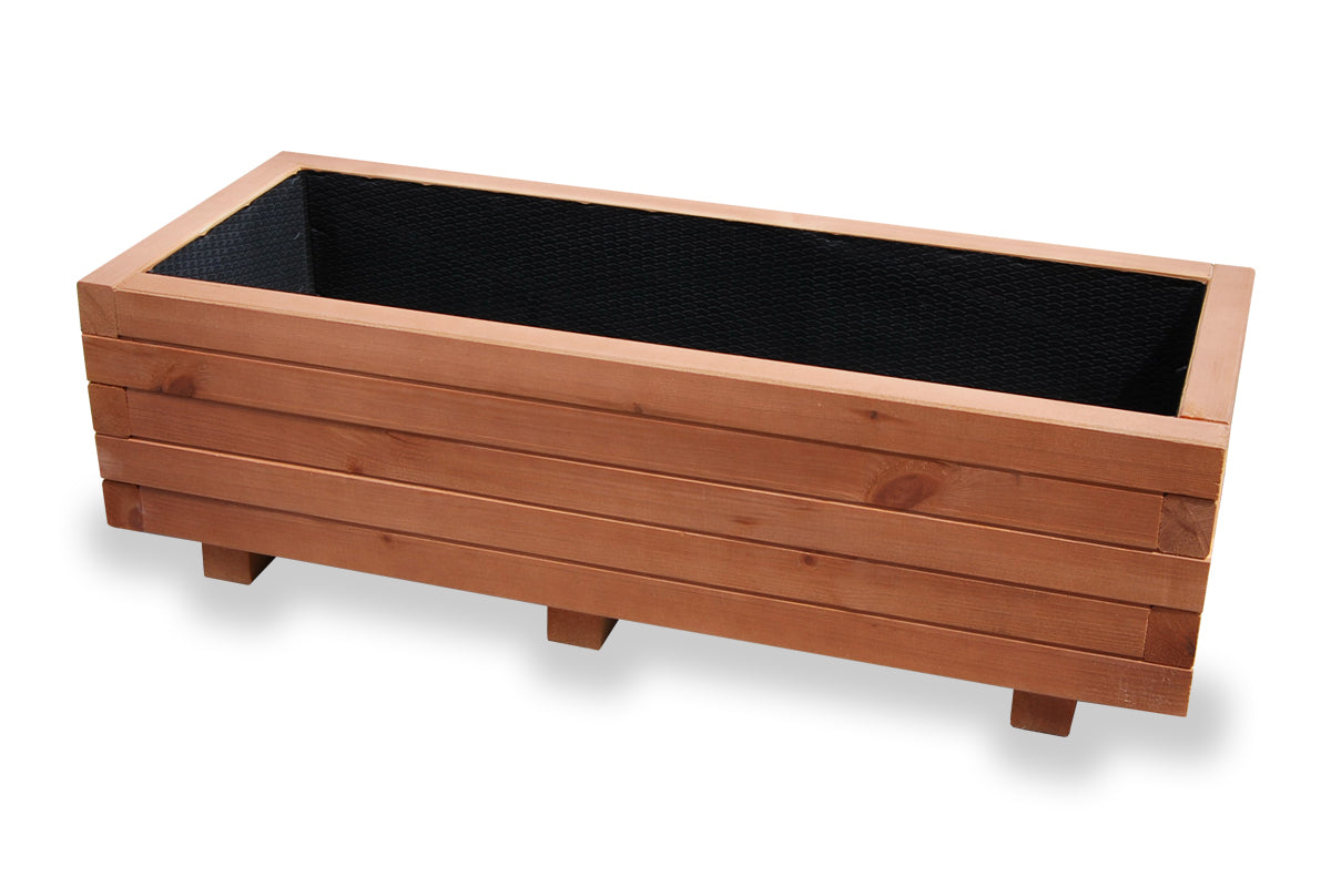 Grote houten tuin plantenbak 100 cm in walnoot