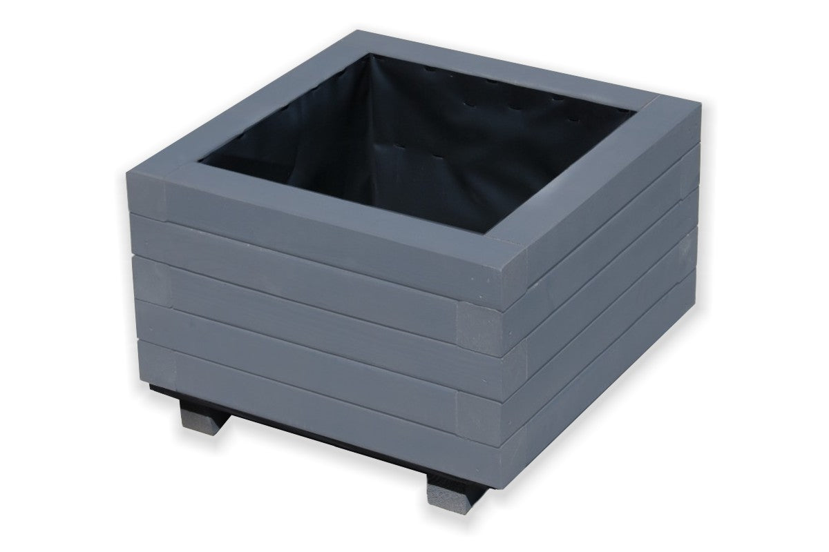 Vierkante houten tuin plantenbak 40 cm in antraciet