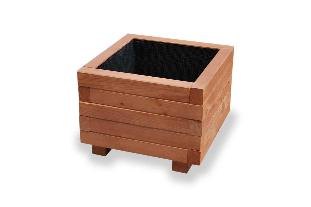 Vierkante houten tuin plantenbak 40 cm in walnoot