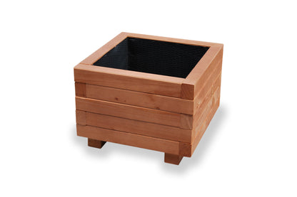 Vierkante houten tuin plantenbak 40 cm in walnoot