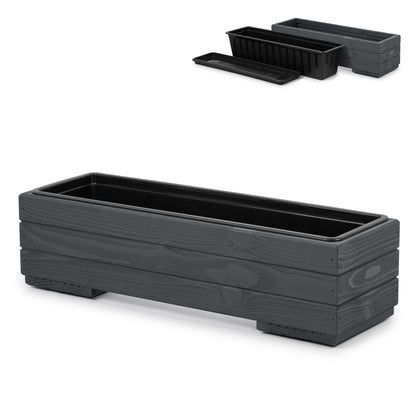 Houten plantenbak balkon met binnenbak 61 cm in antraciet