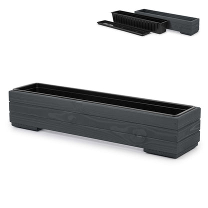 Houten plantenbak balkon met binnenbak 82 cm in antraciet
