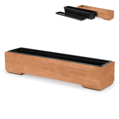 Houten plantenbak balkon met binnenbak 82 cm in walnoot