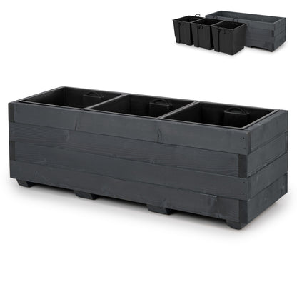 Lange houten plantenbak met binnenbak 91 cm in antraciet