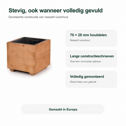 Stevige constructie van houten plantenbak 33 cm in walnoot, volledig gemonteerd en gemaakt in Europa 