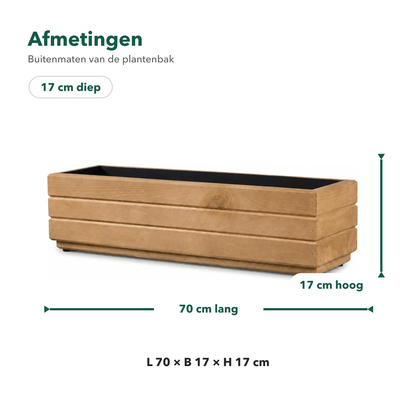 Afmetingen houten balkonplantenbak 70 × 17 × 17 cm light oak 