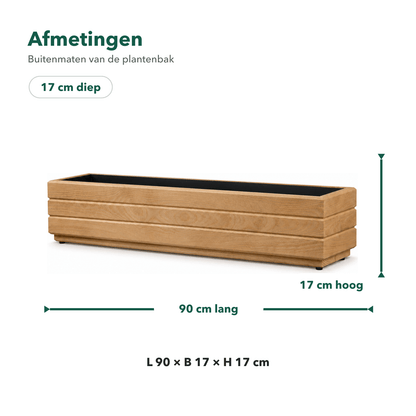 Afmetingen houten balkonplantenbak 90 × 17 × 17 cm light oak 